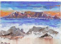 Table Mountain South Africa - Acrylic Paintings - By Marguerite De La Harpe, Free Original Style Painting Artist