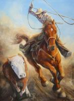 The Roper - Oil Paintings - By Elizabeth Cockrell, Post Western Painting Artist