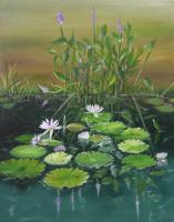 Waterlilies In The Pond - Oil On Canvas Paintings - By Teresa Ramsey, Realism Painting Artist