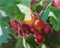 Muscadine Grapes - Oil On Canvas Paintings - By Teresa Ramsey, Realism Painting Artist
