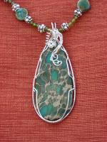 African Jade With Ceramic Beads - Natural And Manmade Stones Jewelry - By Donna Mace, Wire Wrapping Jewelry Artist