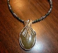Wire Wrapping - Green Serpentine Stone With Green Lace Beads - Natural And Manmade Stones