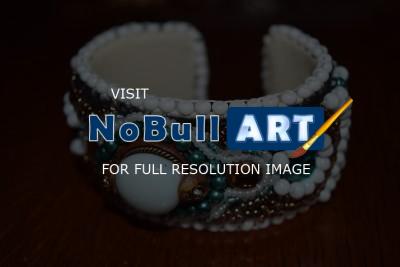 Bead Embroidery - Mother Of Pearl Cuff - Assorted Beads