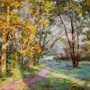 The Park In The Evening - Oil On Canvas Paintings - By Artemis Artists Association, Impressionism Painting Artist