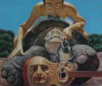 The Melancholic Guitar - Oil On Canvas 65X54 Cm 2007 Paintings - By Agim Meta, Surreal Painting Artist