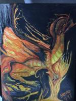 Fire Dragon - Acrylic Paintings - By Steve Johnson, Fantasy Painting Artist