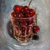 Cherries Original Oil Painting - Oil Canvas Paintings - By Natalja Picugina, Impressionism Painting Artist