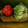 Still Life With Tomato - Oil Canvas Paintings - By Natalja Picugina, Impressionism Painting Artist