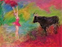 Balerina And The Bull - Pastel Drawings - By Ivan Chmelo, Semirealistic Drawing Artist