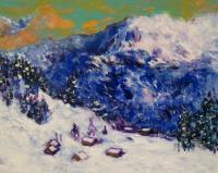 Snowy Alps - Acrylic Paintings - By Ivan Chmelo, Impressionism Painting Artist