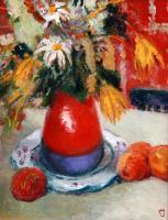 Still Life Flowers - Oil On Canvas Paintings - By Levan Urushadze, Impressionism Painting Artist