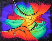 Magical Energy - Silk Painting Mixed Media - By Ursula Schroter, Dyes On Silk Mixed Media Artist