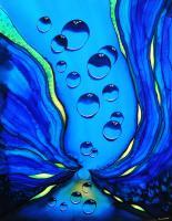 Blue Bubbles Rising - Silk Painting Mixed Media - By Ursula Schroter, Dyes On Silk Mixed Media Artist
