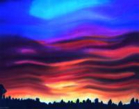 Evening Sky - Silk Painting Paintings - By Ursula Schroter, Dyes On Silk Painting Artist