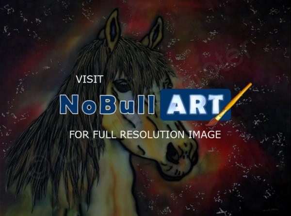 Animals - Golden Mustang - Silk Painting