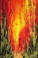 On Fire - Silk Painting Mixed Media - By Ursula Schroter, Silk Paint On Silk Mixed Media Artist