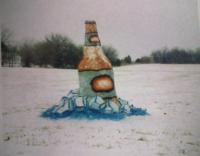 Bottle - Snow And Paint Sculptures - By Cole Soucie, Realism Sculpture Artist