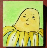 Banana 05-Baby - Watercolor On Plywood Paintings - By Louise Hung, Caricature Painting Artist