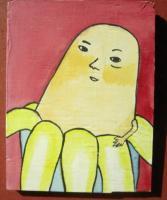Banana 06-Baby - Watercolor On Plywood Paintings - By Louise Hung, Caricature Painting Artist