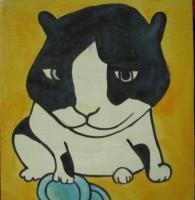 Cat - Cat 03 - Watercolor On Plywood
