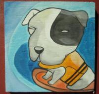 Dog 04 - Watercolor On Plywood Paintings - By Louise Hung, Caricature Painting Artist