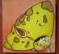 Mushroom Man 01 - Watercolor On Plywood Paintings - By Louise Hung, Caricature Painting Artist