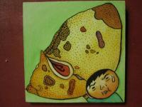 Mushroom Man 05 - Watercolor On Plywood Paintings - By Louise Hung, Caricature Painting Artist