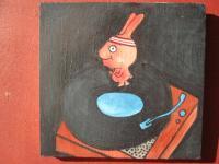 Music 09 - Watercolor On Plywood Paintings - By Louise Hung, Caricature Painting Artist