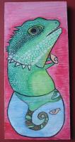 Big Size Painting - Fish Rocker 01 - Watercolor On Plywood