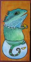 Fish Rocker 02 - Watercolor On Plywood Paintings - By Louise Hung, Caricature Painting Artist