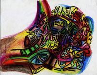 Torero - Pen Paper Colors Paintings - By Jorge Alberto Medina Rosas, Abstract Art Painting Artist