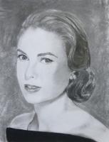 Grace Kelly - Charcoal Drawings - By Wendy Jones, Realism Drawing Artist