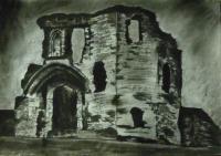Denbigh Castle - Charcoal Drawings - By Wendy Jones, Realism Drawing Artist