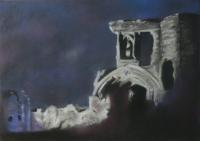 Denbigh Castle - Pastel Drawings - By Wendy Jones, Realism Drawing Artist