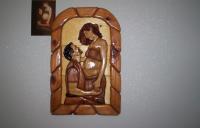Husband  Wife Baby Time - Natural Woods Woodwork - By Pjay Evans, Intarsia Woodwork Artist