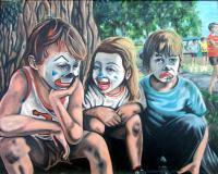 Clowns - Oil On Canvas Paintings - By Anton Nichols, Realism Painting Artist
