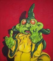 Green Alien Wizard - Oil On Canvas Paintings - By Anton Nichols, Fantasy Painting Artist
