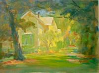 Yellow House At Lake Lily - Oil Paintings - By Diane Walters, Impressionism Painting Artist