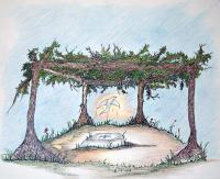 Arbor Of Peace - Color Pencil  Paper Drawings - By Alexander Drumm, Fantacy Surreal Drawing Artist
