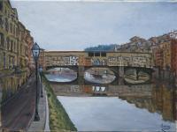 Landscape - Ponte Vecchio Florence Italy - Oil On Canvas