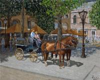 Cityscape - Carriage Ride In Amsterdam - Oil On Linen
