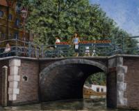 Cityscape - Amsterdam Bridge - Oil On Canvas