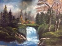 Waterfall - Oil Paintings - By Padmini P, Na Painting Artist