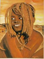 Himba Girl - Watercolor Paintings - By Patrick Desenclos, Realistic Painting Artist