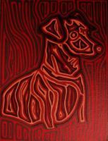 Brown Dog With Red Hues - Oil Paintings - By Jeffrey Danford, Pop Art Painting Artist