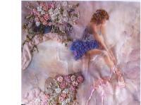 Ballerina - Silk Ribbon Mixed Media - By Dana Arenson, Embroidery Mixed Media Artist