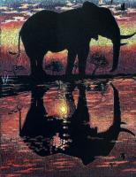 Wild Life - Elephant Reflection - Mixed Medium