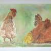 Chickens Chicks  Roosters Yard Long - Watercolor Other - By Joyce Lapp, Realist Other Artist