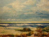 The Artist At The Beach - Beach Grass - Acrylic  On  Canvas