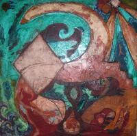 The Swan Of Resurrection - Mixed Media On Wood Paintings - By Renee Hanson, Abstract Painting Artist